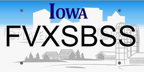 FVXSBSS Iowa License Plate