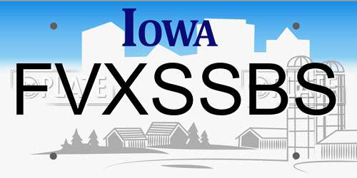 FVXSSBS Iowa License Plate