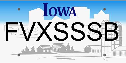 FVXSSSB Iowa License Plate