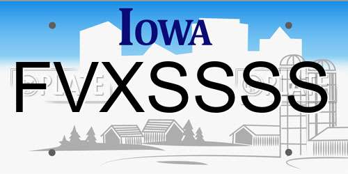 FVXSSSS Iowa License Plate