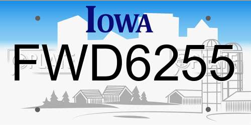 FWD6255 Iowa License Plate