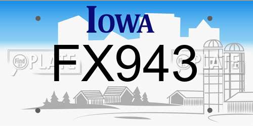 FX943 Iowa License Plate