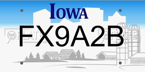 FX9A2B Iowa License Plate