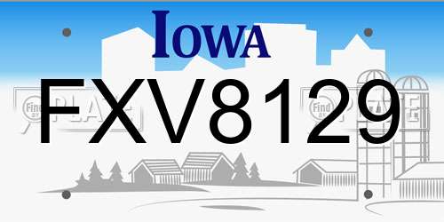 FXV8129 Iowa License Plate