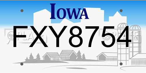 FXY8754 Iowa License Plate
