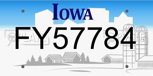 FY57784 Iowa License Plate