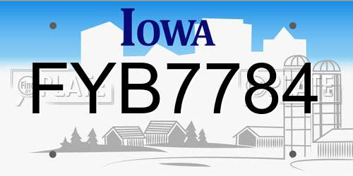 FYB7784 Iowa License Plate