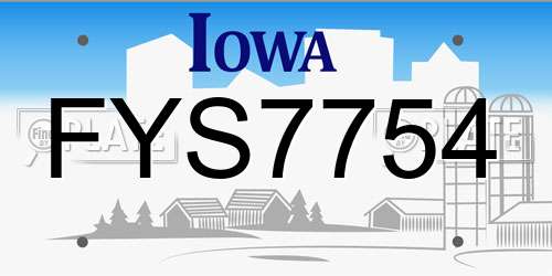 FYS7754 Iowa License Plate