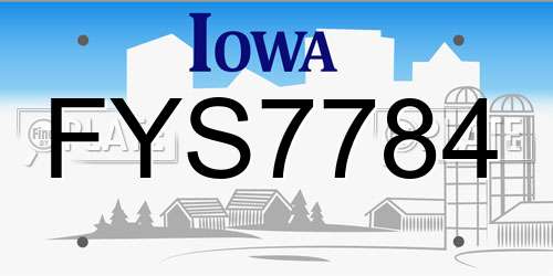 FYS7784 Iowa License Plate