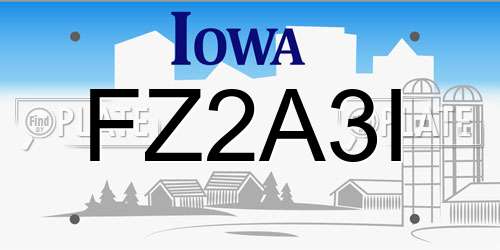 FZ2A3I Iowa License Plate