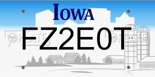 FZ2E0T Iowa License Plate