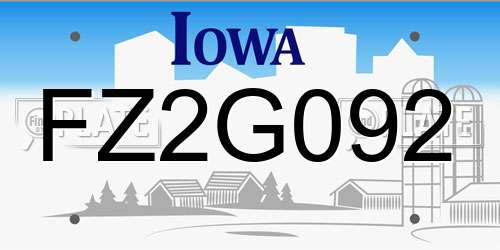 FZ2G092 Iowa License Plate