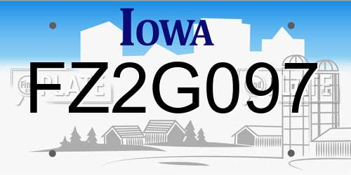 FZ2G097 Iowa License Plate