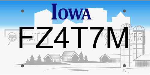 FZ4T7M Iowa License Plate