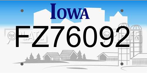 FZ76092 Iowa License Plate