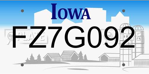 FZ7G092 Iowa License Plate