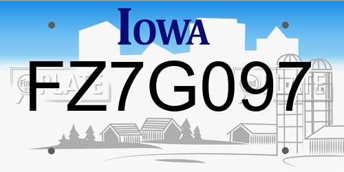FZ7G097 Iowa License Plate