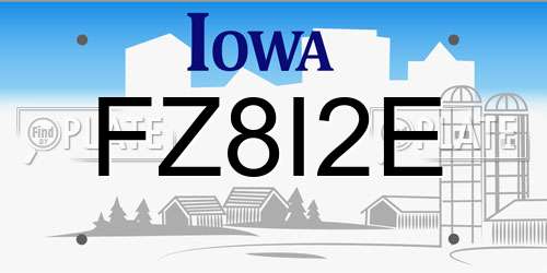 FZ8I2E Iowa License Plate