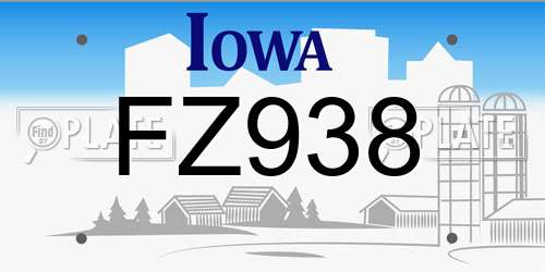 FZ938 Iowa License Plate