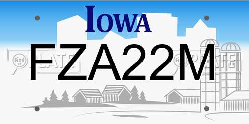 FZA22M Iowa License Plate