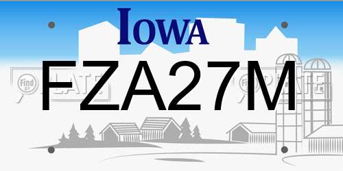 FZA27M Iowa License Plate