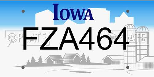 FZA464 Iowa License Plate