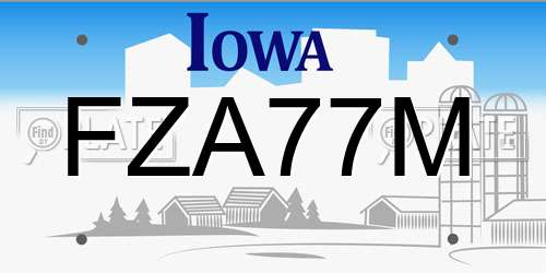 FZA77M Iowa License Plate