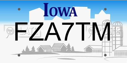 FZA7TM Iowa License Plate