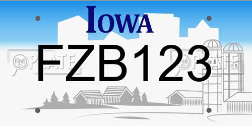 FZB123 Iowa License Plate
