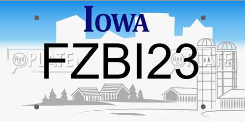 FZBI23 Iowa License Plate
