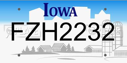 FZH2232 Iowa License Plate