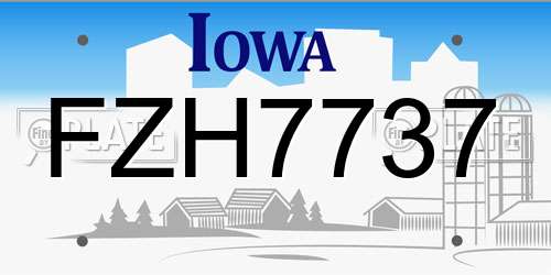 FZH7737 Iowa License Plate