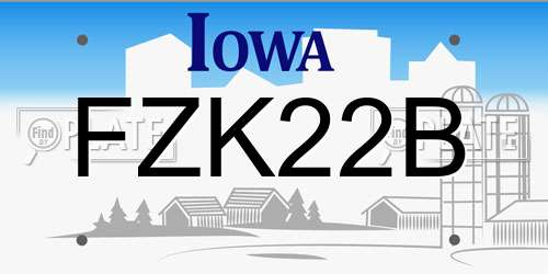 FZK22B Iowa License Plate