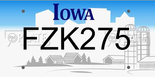 FZK275 Iowa License Plate