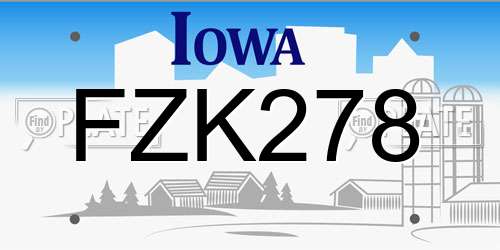 FZK278 Iowa License Plate