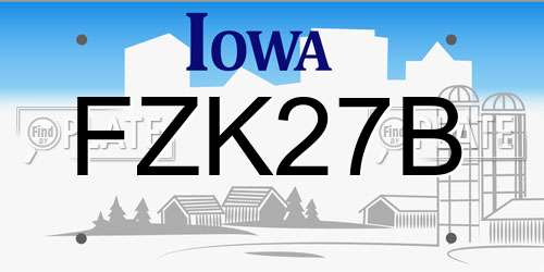 FZK27B Iowa License Plate