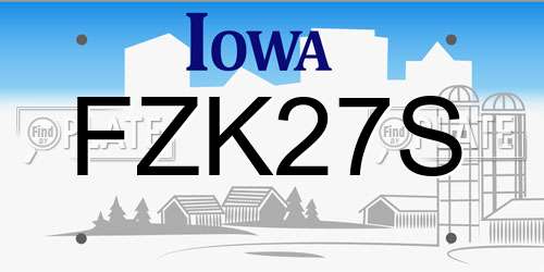 FZK27S Iowa License Plate