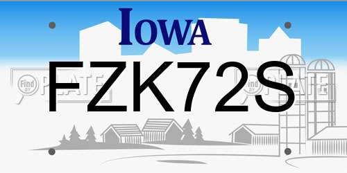 FZK72S Iowa License Plate