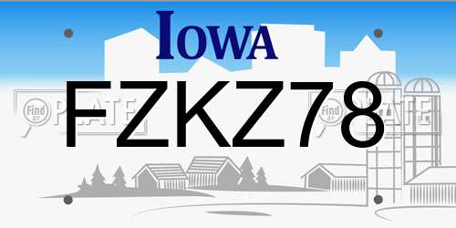 FZKZ78 Iowa License Plate