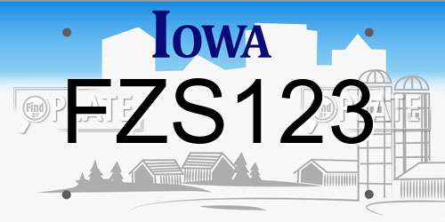 FZS123 Iowa License Plate