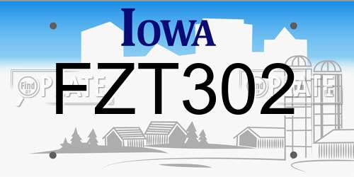 FZT302 Iowa License Plate