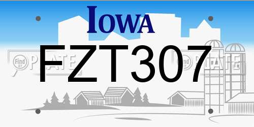 FZT307 Iowa License Plate