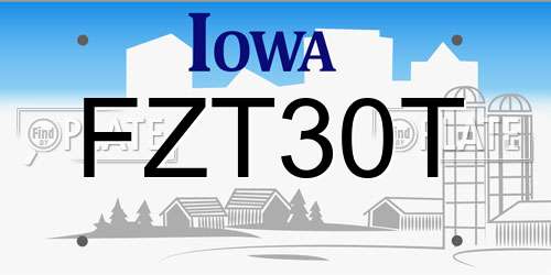 FZT30T Iowa License Plate