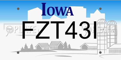 FZT43I Iowa License Plate
