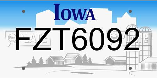 FZT6092 Iowa License Plate