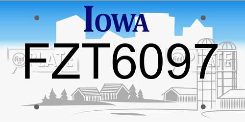 FZT6097 Iowa License Plate