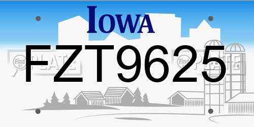 FZT9625 Iowa License Plate