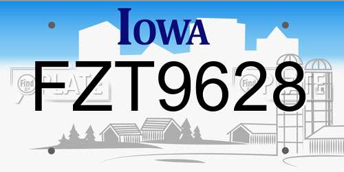 FZT9628 Iowa License Plate