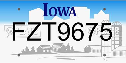 FZT9675 Iowa License Plate