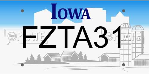 FZTA31 Iowa License Plate